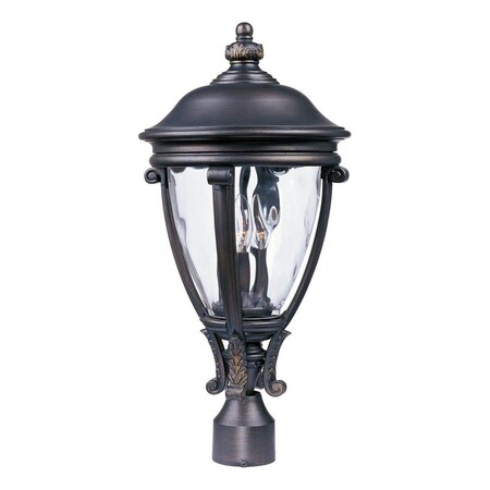 Maxim Three Light Golden Bronze Water Glass Glass Post Light 41421WGGO